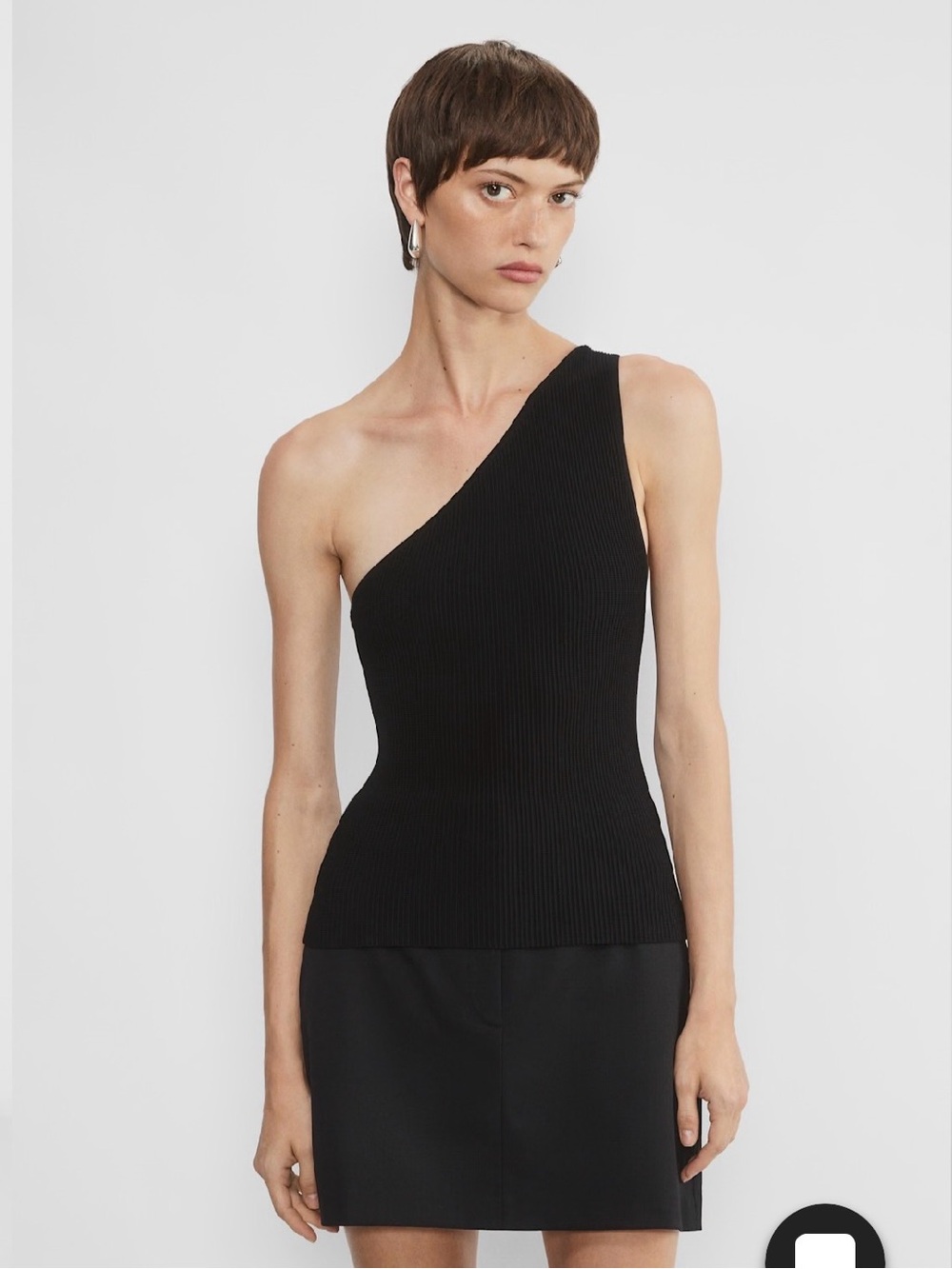 Babaton sculpt knit seven One-Shoulder Ribbed Black Top